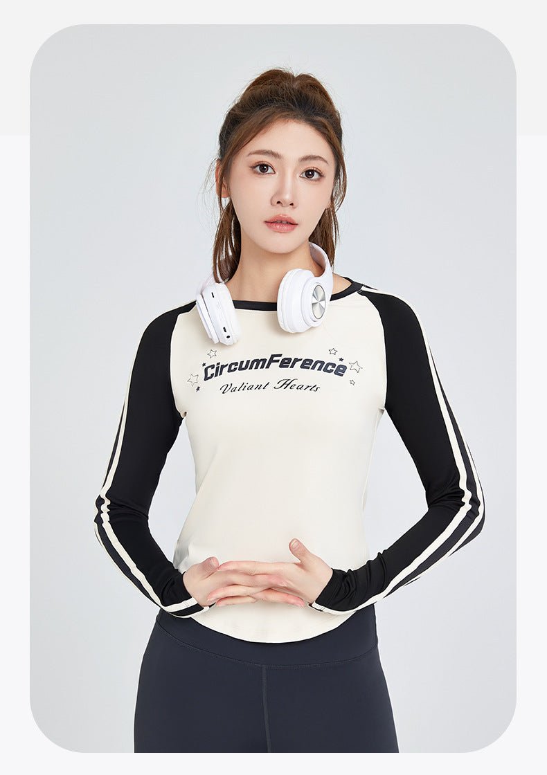 Vintage - Inspired High - Elasticity Long Sleeve Yoga Top | Stylish & Sporty Activewear - Women's Activewear by Ceecile